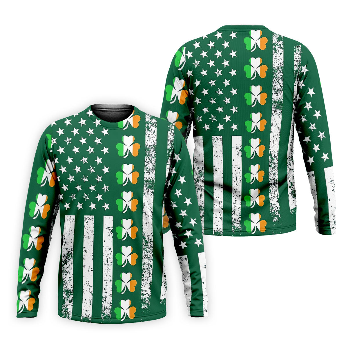 Irish Shamrock Vertical Stripes St Patrick's Day Golf Shirt, Polo Shirts For Men, Golf Shirts For Men