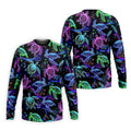 Neon Sea Turtle Ocean Pattern Hawaiian Golf Polo Shirt, Mens Golf Polo, Printed Golf Shirts