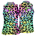 Rainbow Leopard Print Womens Golf Polo Shirt, Golfing Apparel, Womens Golf Gifts