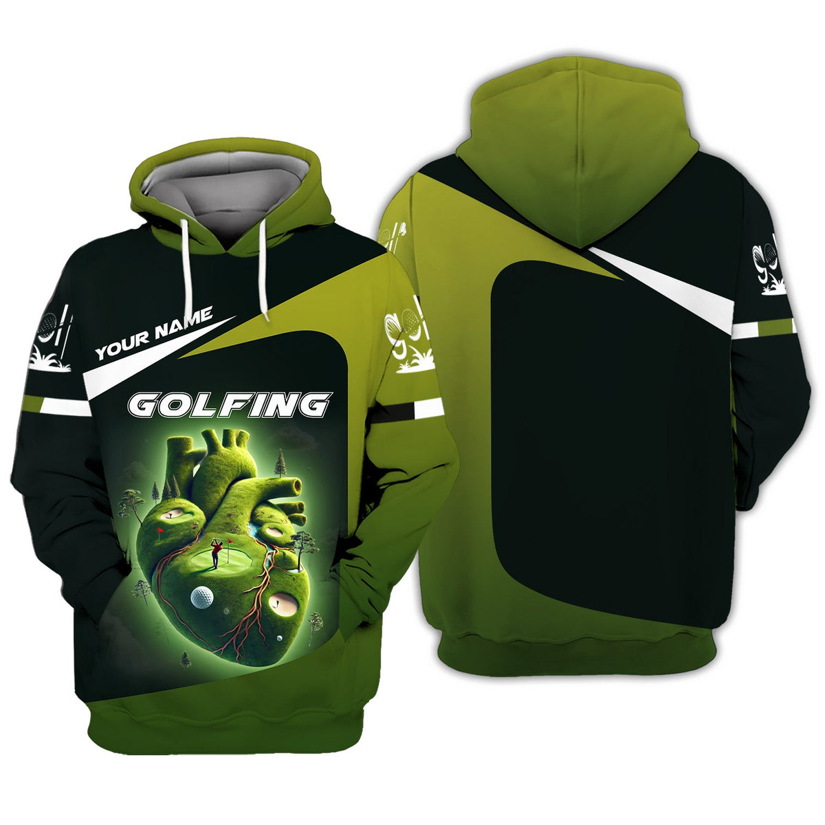 Heart Golf Custom Men's Golf Polo Shirt, Golfing Apparel, Mens Golf Gift