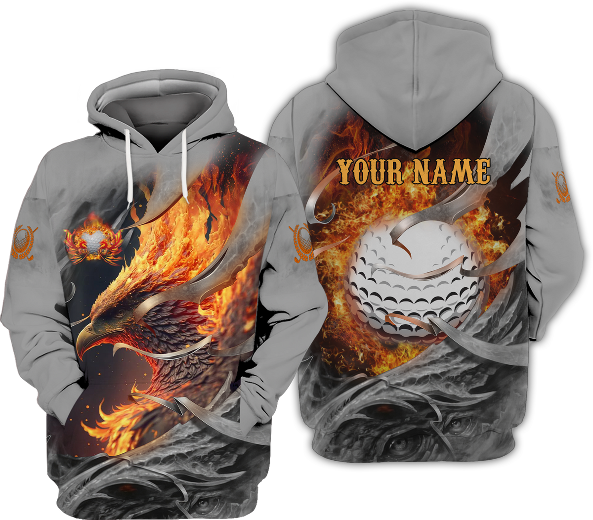 Fire Phoenix Custom Golf Polo Shirt, Golf Apparel, Golf Gift For Men