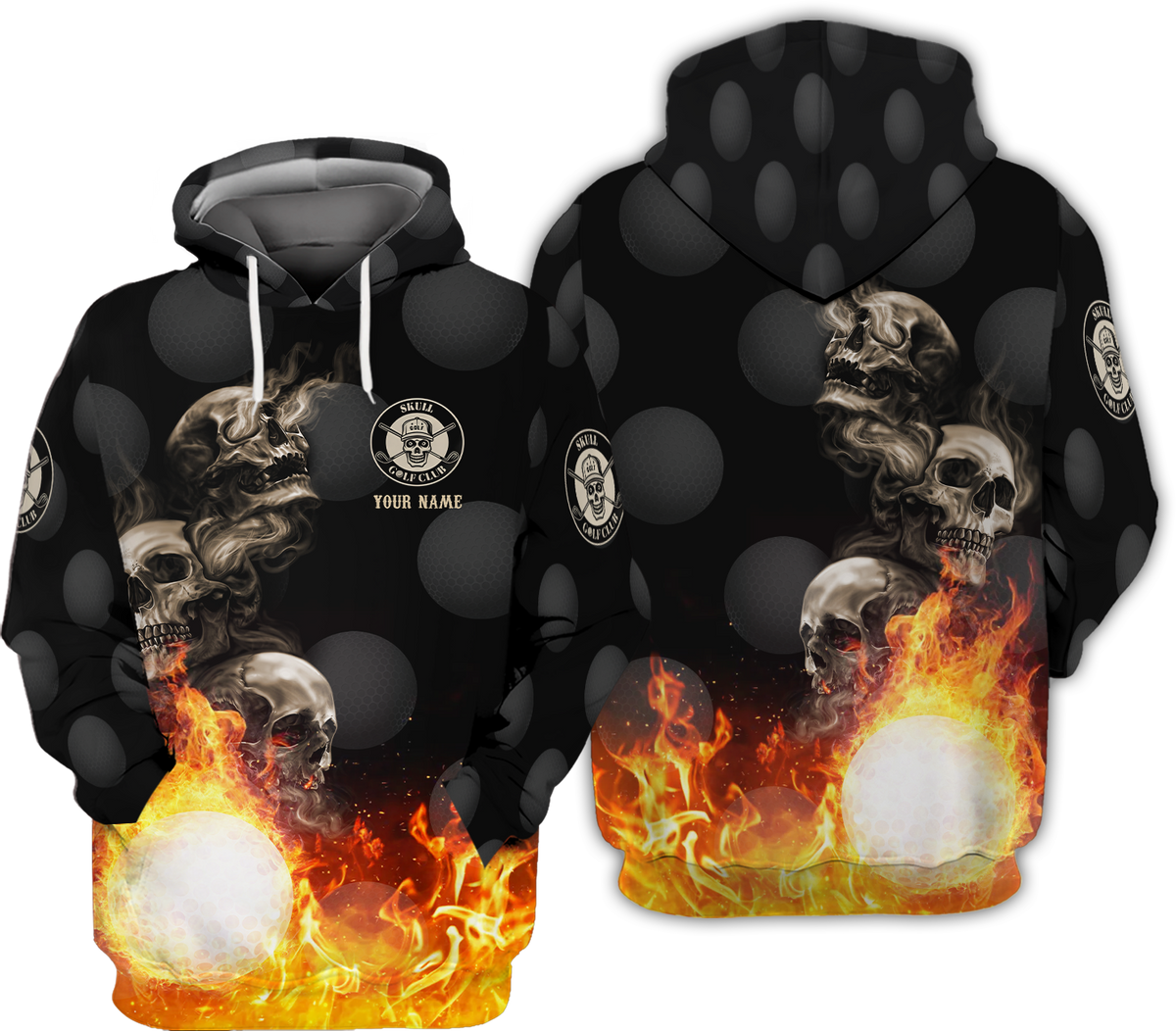 Skull And Fire Custom Golf Polo Shirt, Gift For Golfers, Golf Gift For Men