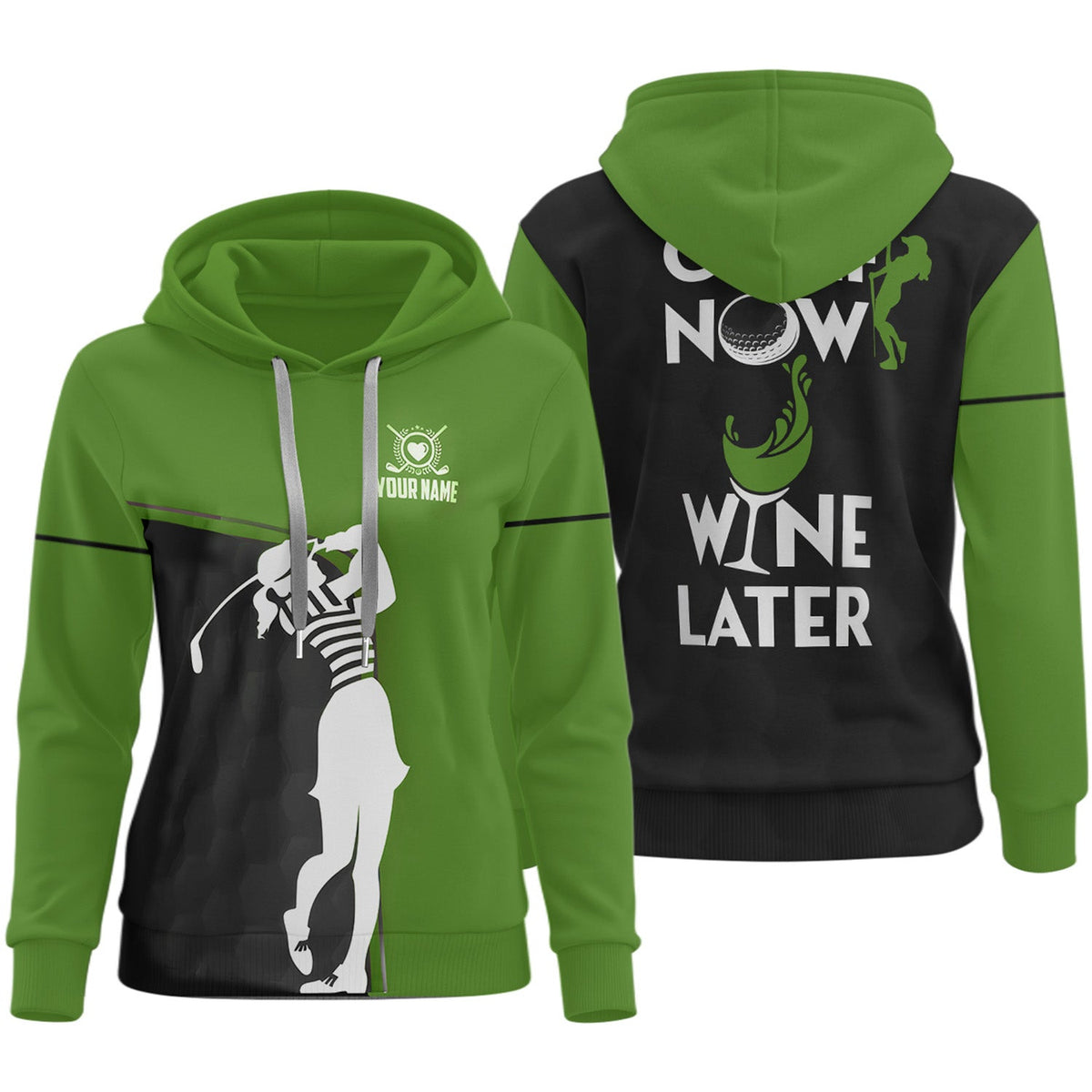 Golf Now Wine Later Custom Womens Golf Polo Shirt, Golfing Apparel, Womens Golf Gifts