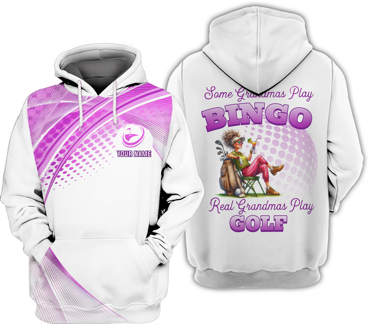Some Grandmas Play Bingo Real Grandmas Play Golf Custom Men's Golf Polo Shirt, Golfing Apparel, Gift For Golfers