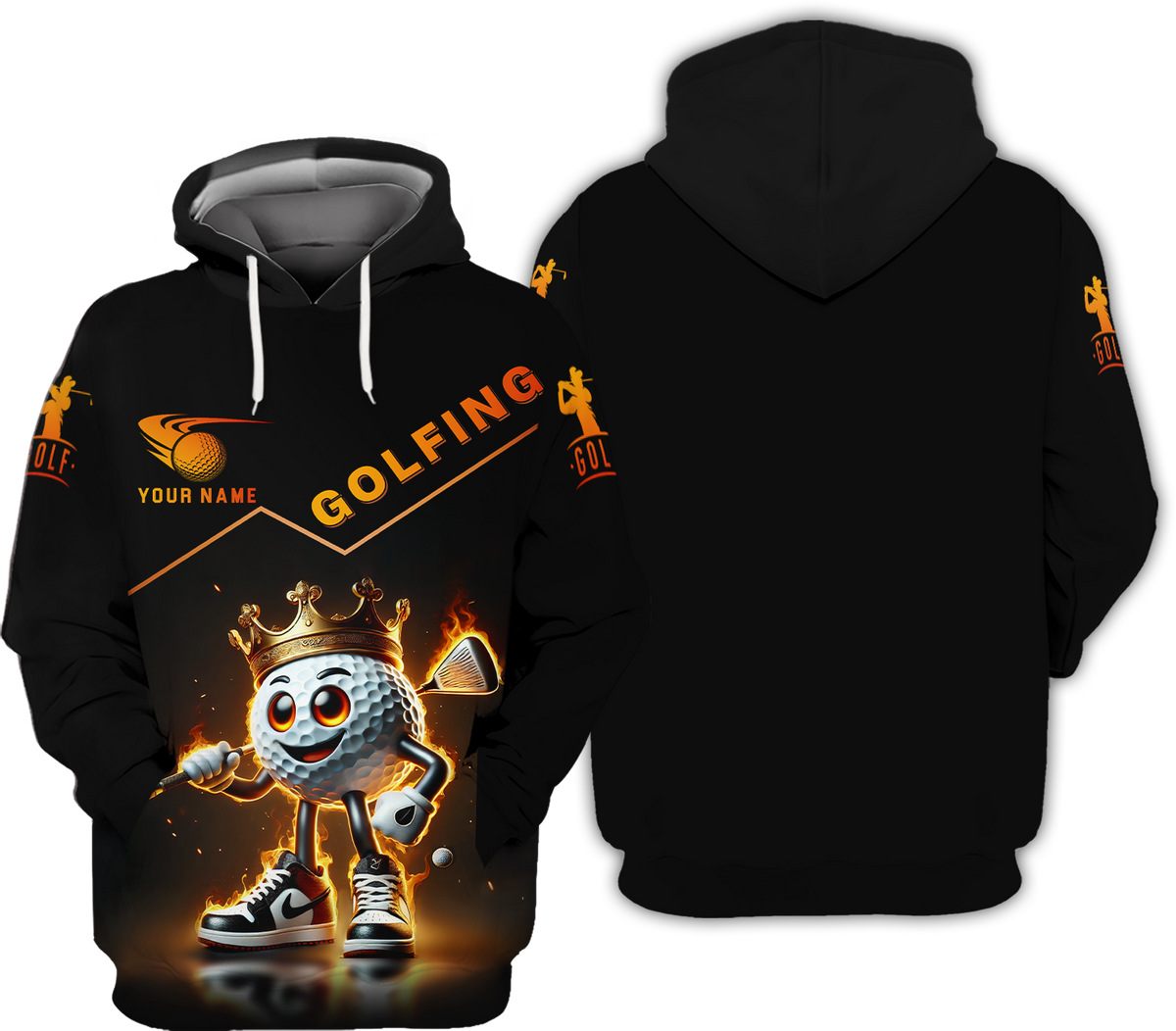 Custom Golf King Fire, Men's Golf Polo Shirt With Name, Golfing Apparel, Gift For Golfers
