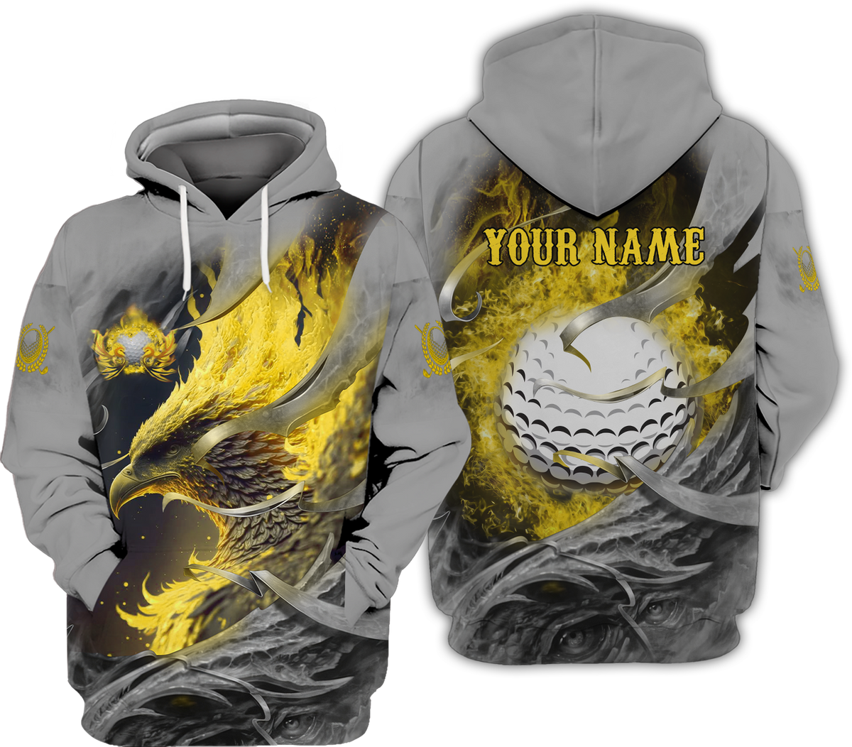 Golden Phoenix Custom Golf Polo Shirt, Golf Apparel, Golf Gift For Men
