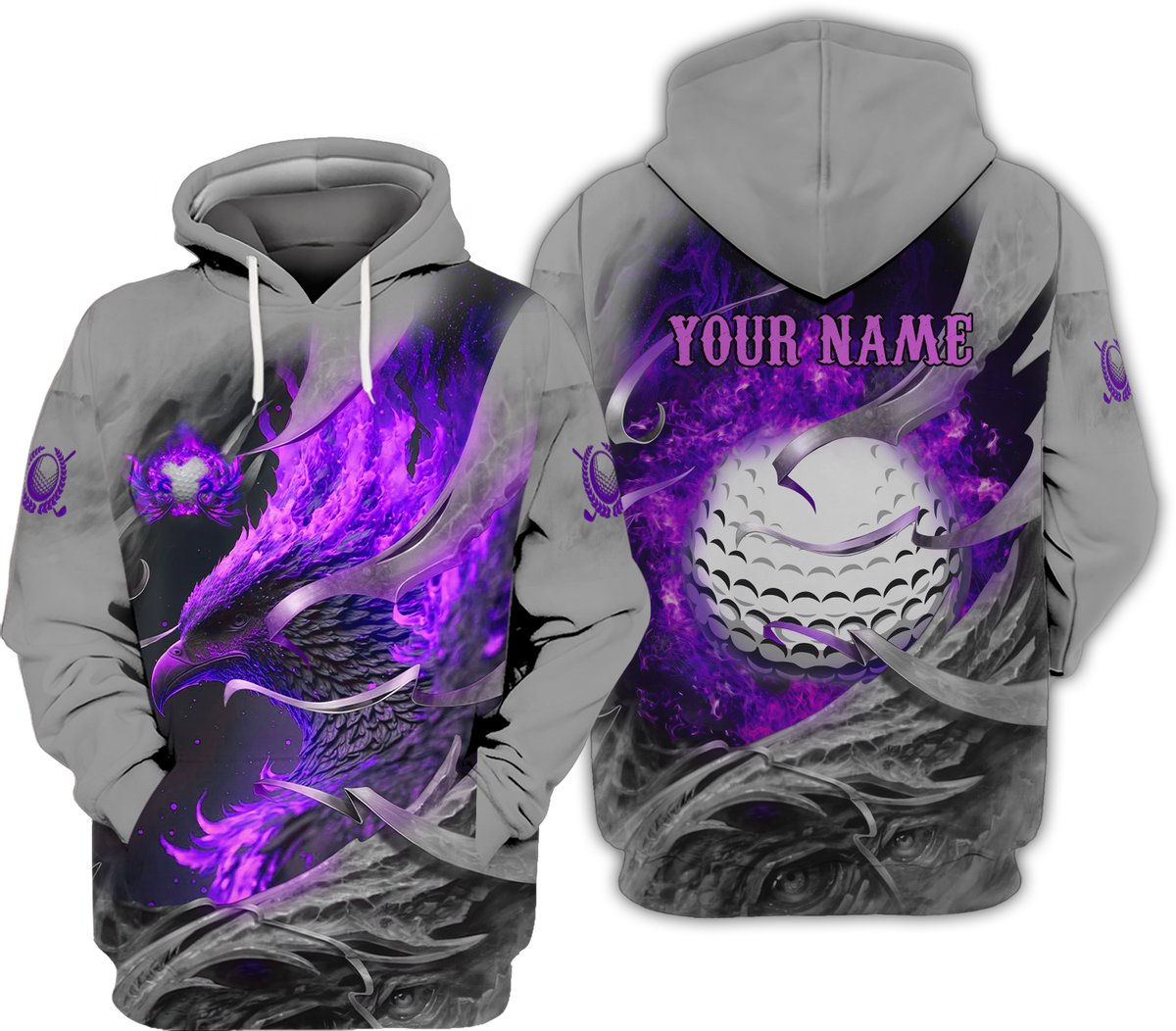 Purple Phoenix Custom Golf Polo Shirt, Golf Apparel, Golf Gift For Men