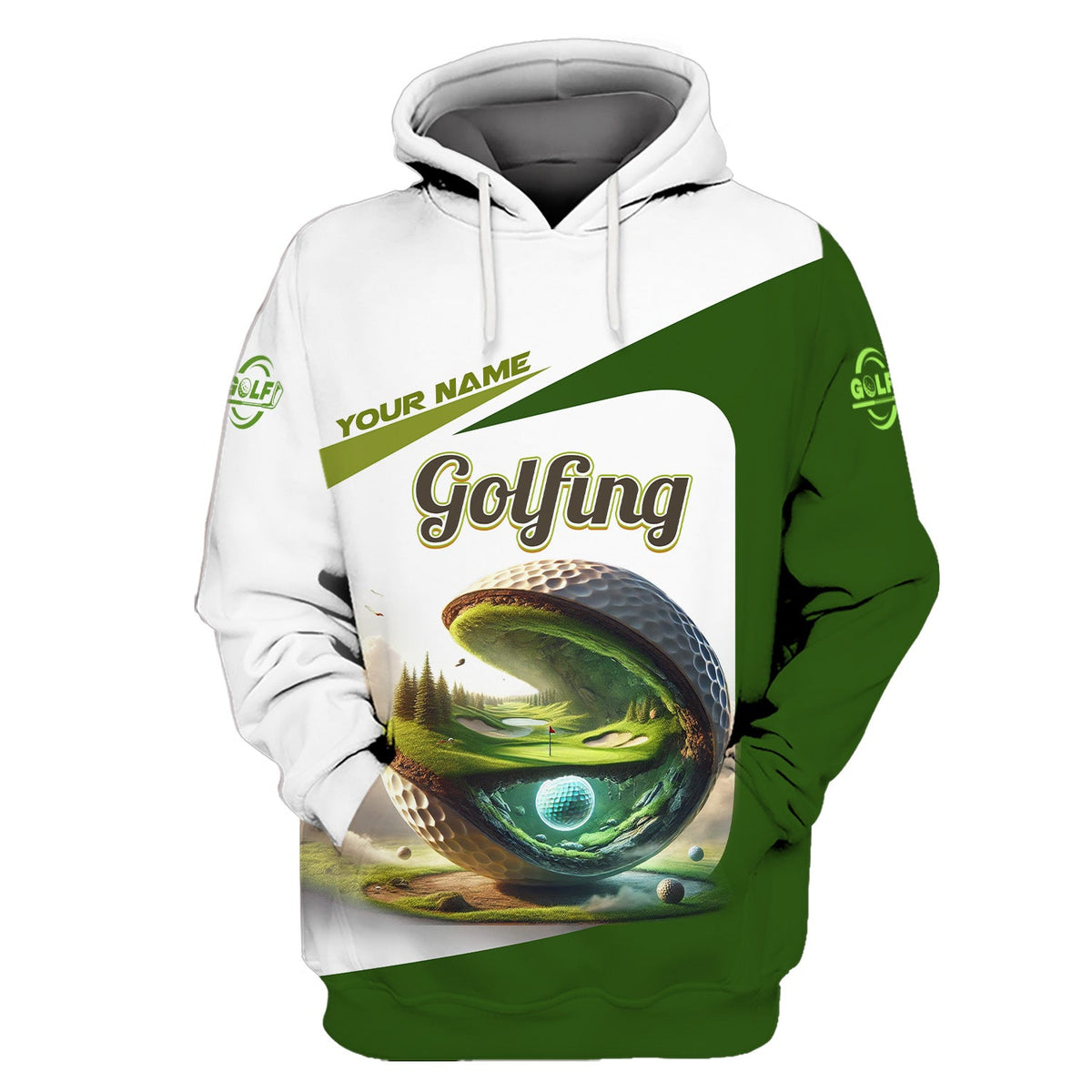3D Golf Ball Custom Golf Polo Shirt, Golfing Apparel, Mens Golf Gift