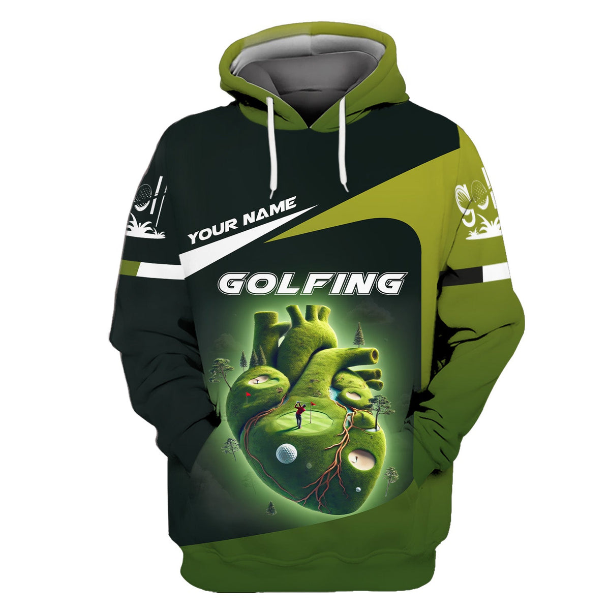 Heart Golf Custom Men's Golf Polo Shirt, Golfing Apparel, Mens Golf Gift