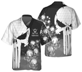 Punisher Skull Golf Polo Shirt, Skull 3D Art Shirt, Golfing Apparel, Gift For Golfers