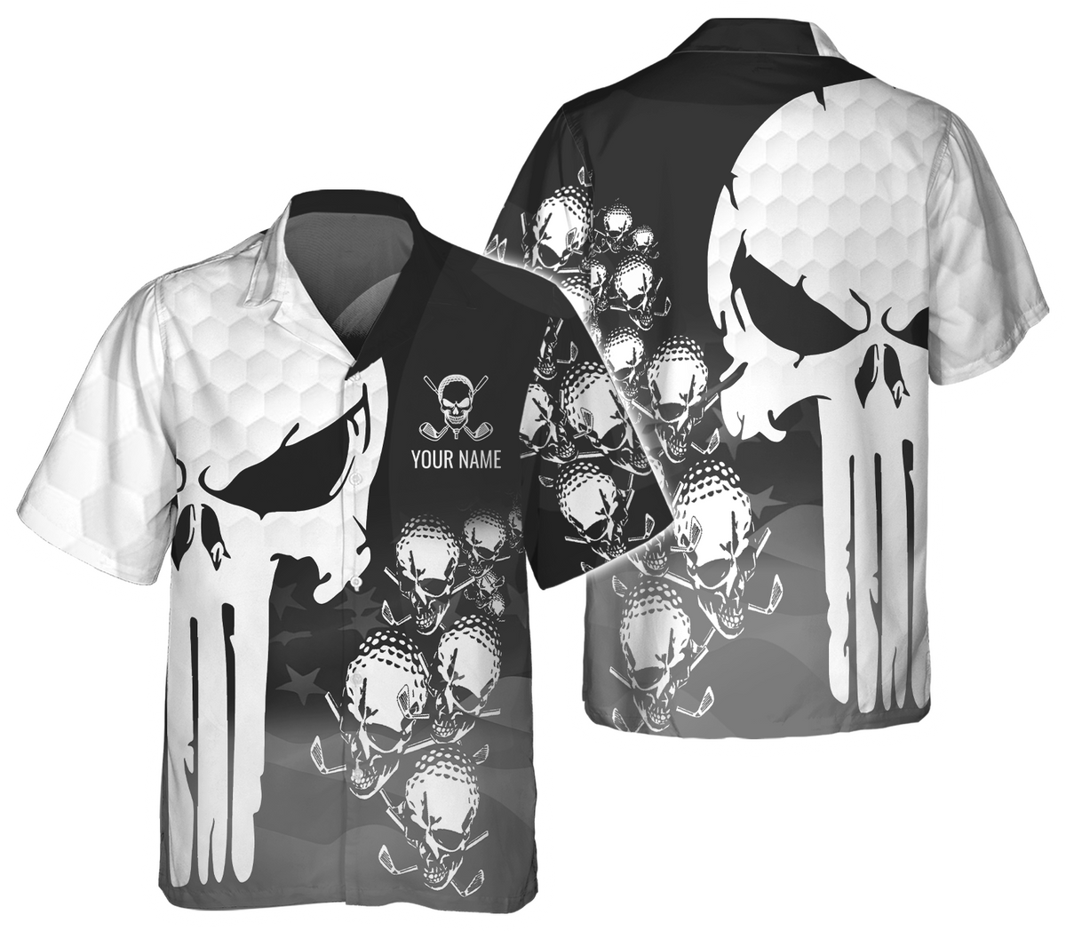 Punisher Skull Golf Polo Shirt, Skull 3D Art Shirt, Golfing Apparel, Gift For Golfers