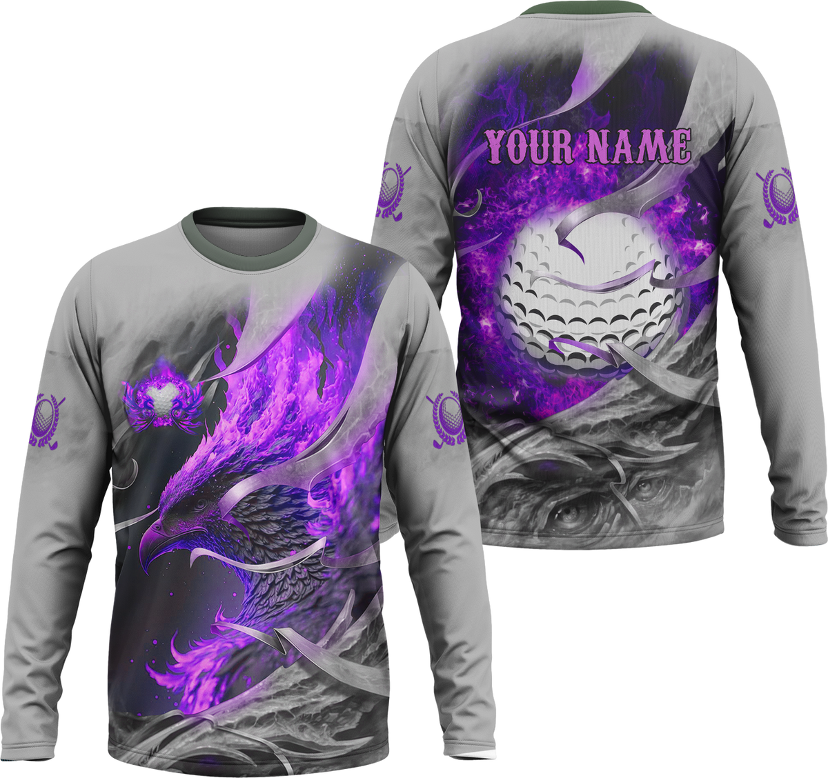 Purple Phoenix Custom Golf Polo Shirt, Golf Apparel, Golf Gift For Men