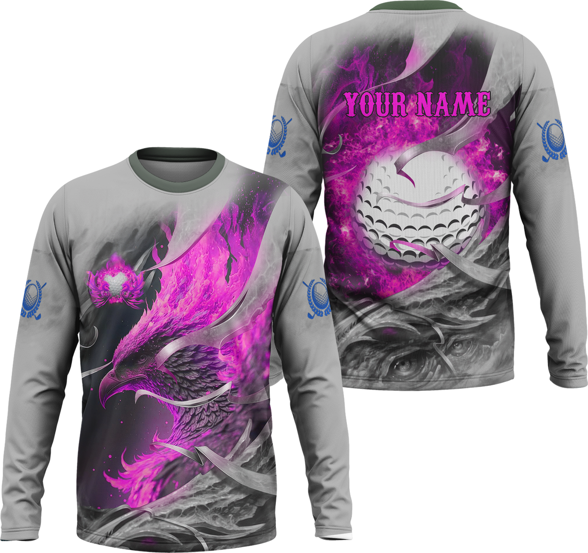 Pink Phoenix Custom Golf Polo Shirt, Golf Apparel, Golf Gift For Men