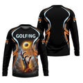 Golf Ball Fire Custom Golfing Men's Golf Polo Shirt, Golfing Apparel, Mens Golf Gift