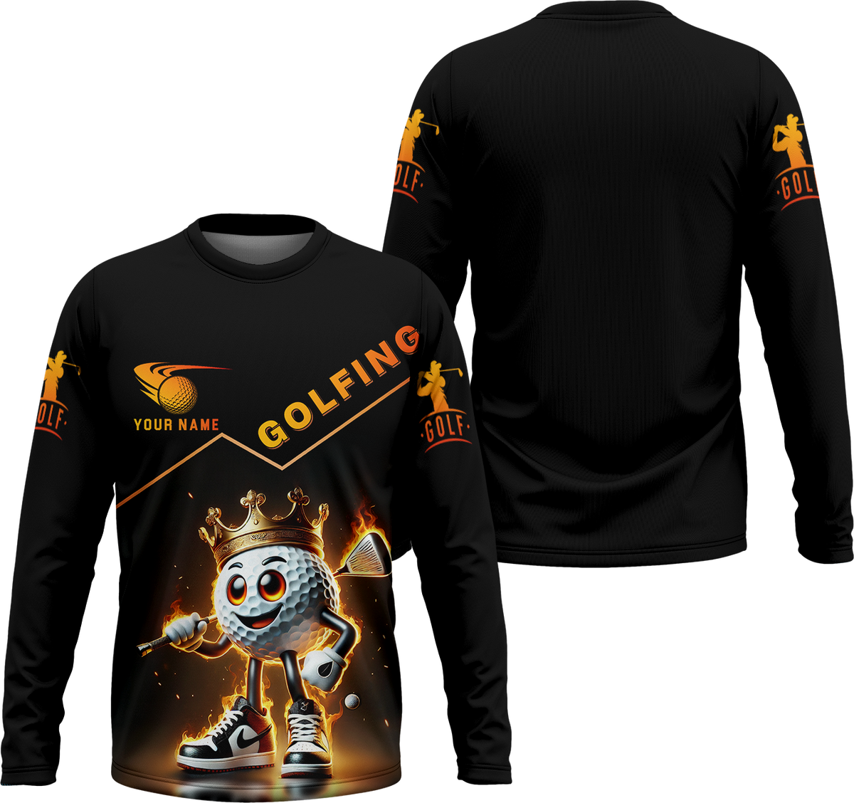 Custom Golf King Fire, Men's Golf Polo Shirt With Name, Golfing Apparel, Gift For Golfers