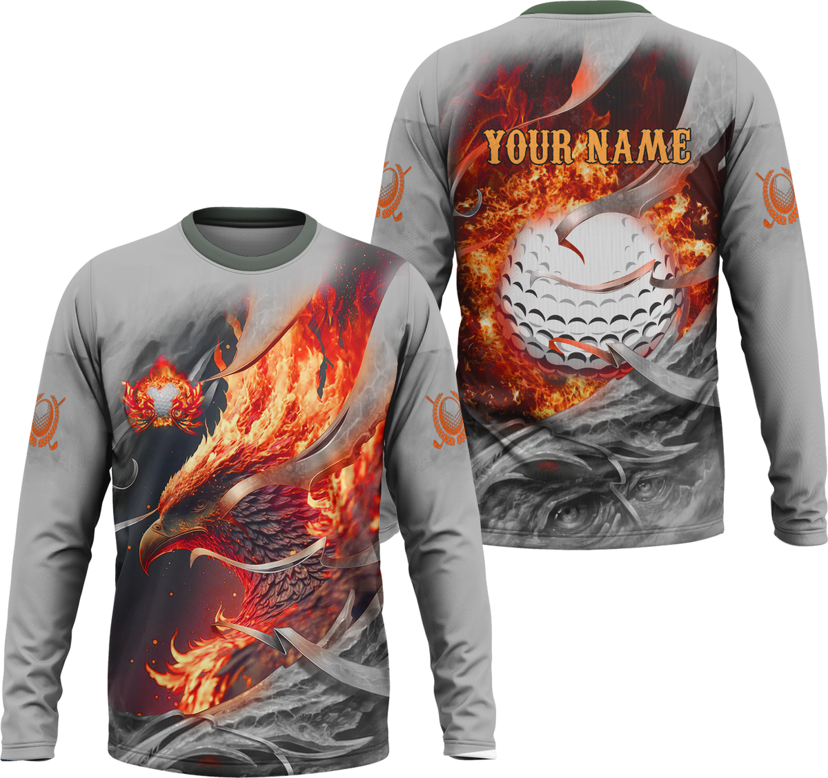 Red Phoenix Custom Golf Polo Shirt, Golf Apparel, Golf Gift For Men