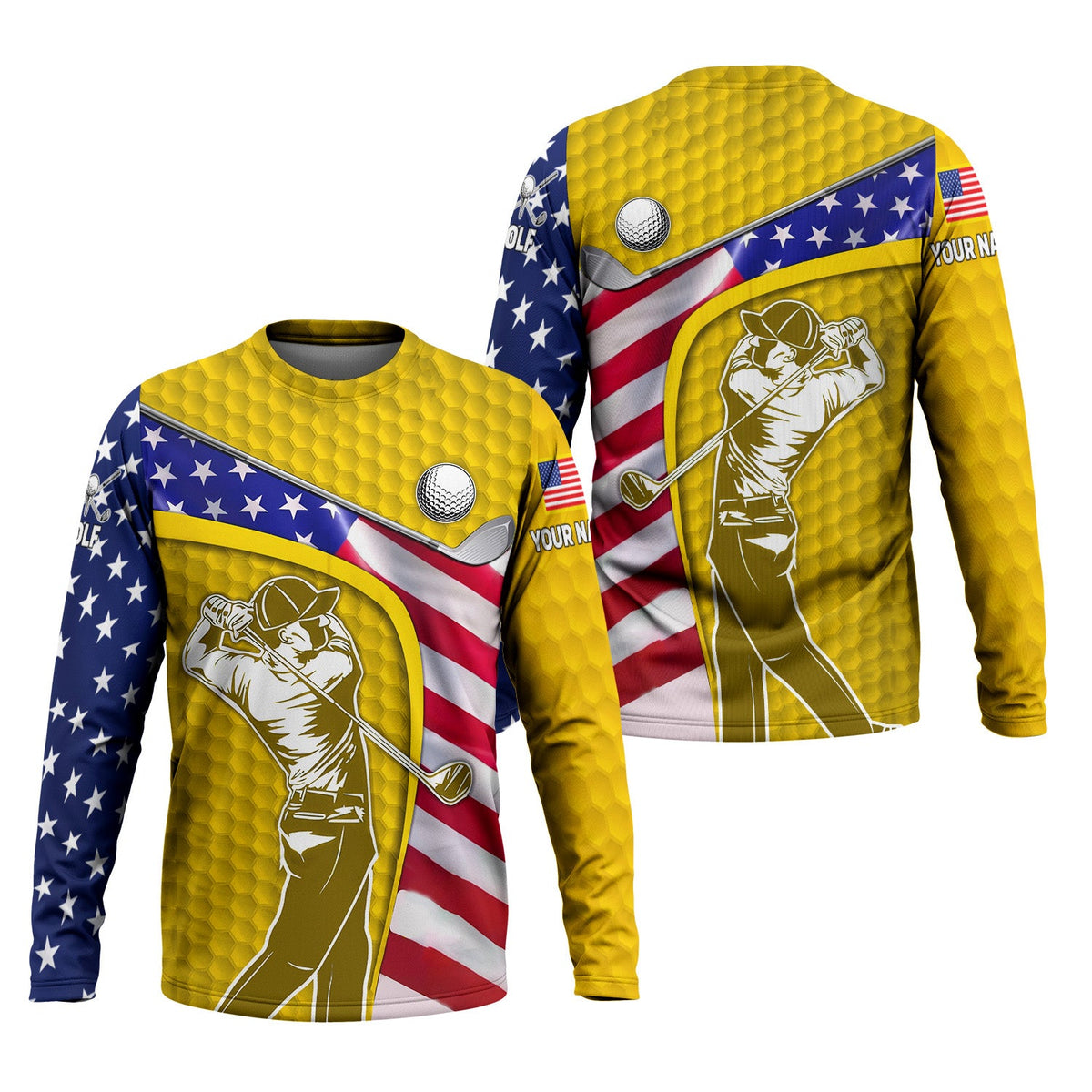 Yellow Custom Men's Golf Polo Shirt, Golfing Apparel, Mens Golf Gift