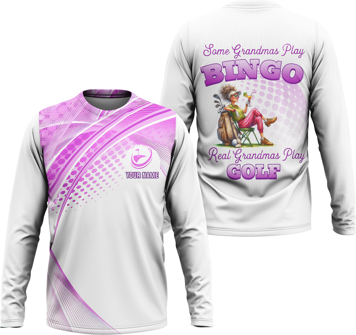 Some Grandmas Play Bingo Real Grandmas Play Golf Custom Men's Golf Polo Shirt, Golfing Apparel, Gift For Golfers