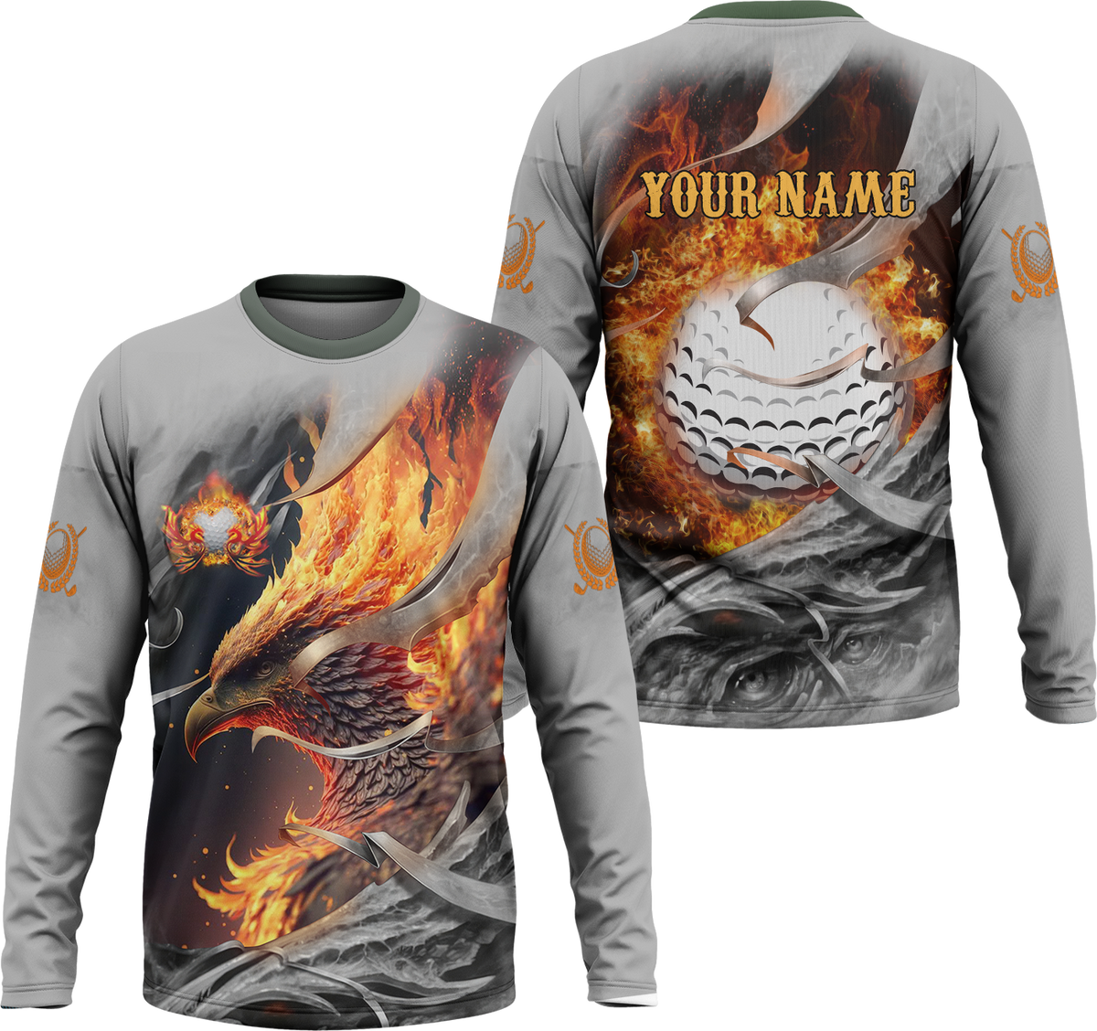 Fire Phoenix Custom Golf Polo Shirt, Golf Apparel, Golf Gift For Men