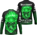 Hello Darkness My Old Green Blue Flame Skull Golf Polo Shirt, Golf Apparel, Golf Gift For Men