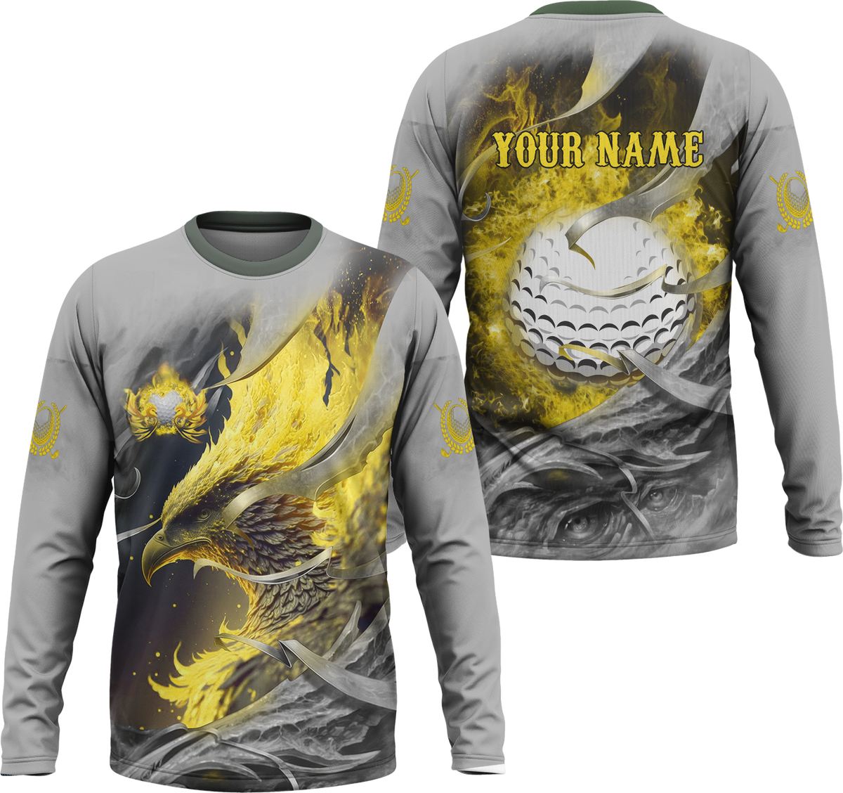 Golden Phoenix Custom Golf Polo Shirt, Golf Apparel, Golf Gift For Men