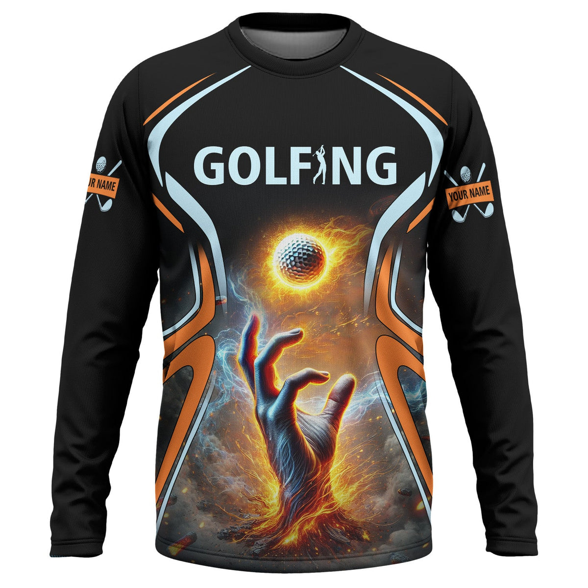 Golf Ball Fire Custom Golfing Men's Golf Polo Shirt, Golfing Apparel, Mens Golf Gift