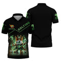Golf King Green Fire, Custom Name Men's Golf Polo Shirt, Funny Golf Polo Shirt, Gift For Golfers