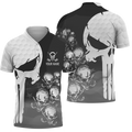 Punisher Skull Golf Polo Shirt, Skull 3D Art Shirt, Golfing Apparel, Gift For Golfers