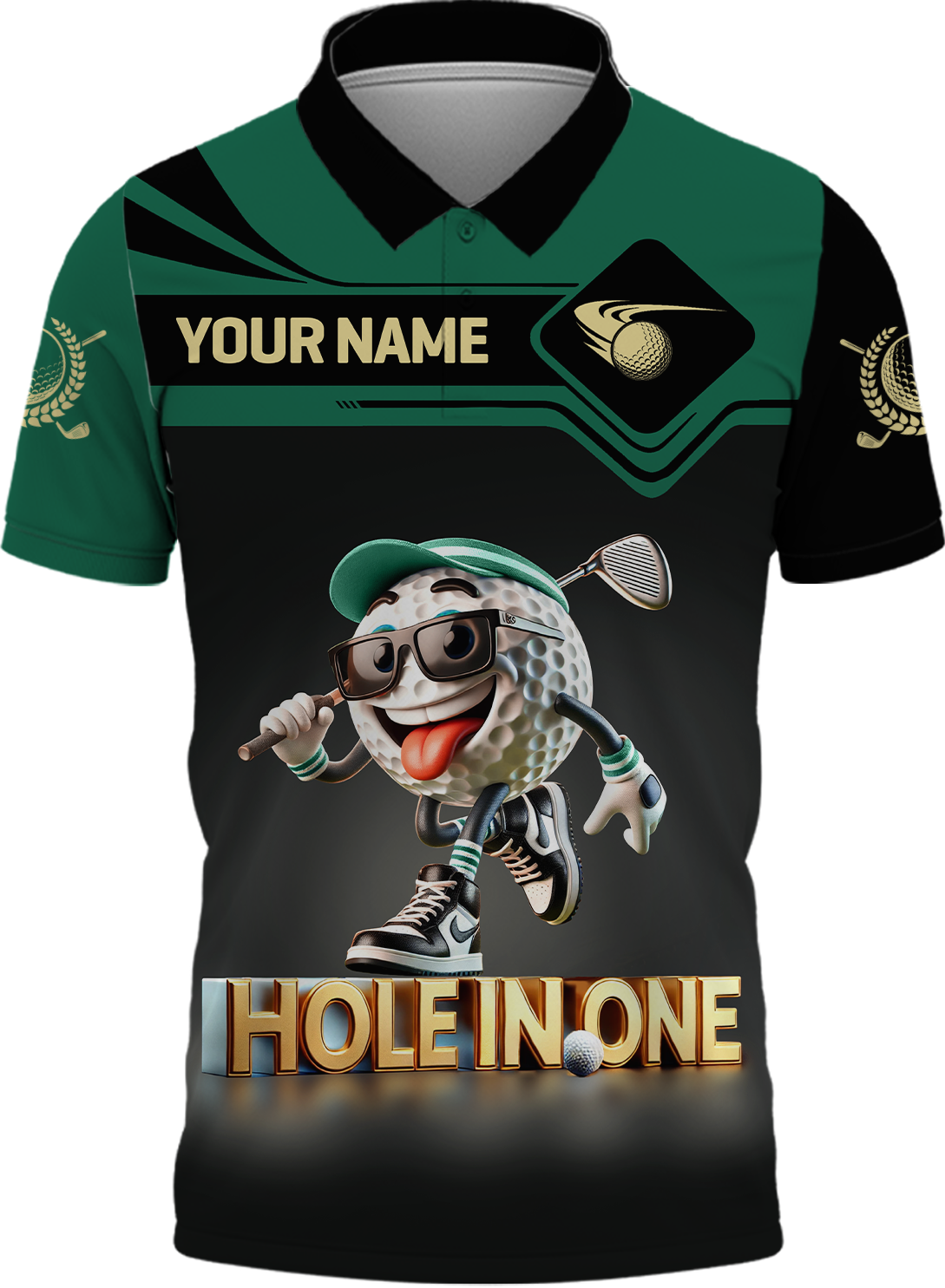 Hole In One Funny Golf Ball, Custom Men's Golf Polo Shirt, Golfing Apparel, Funny Golf Shirt, Gift For Golfers