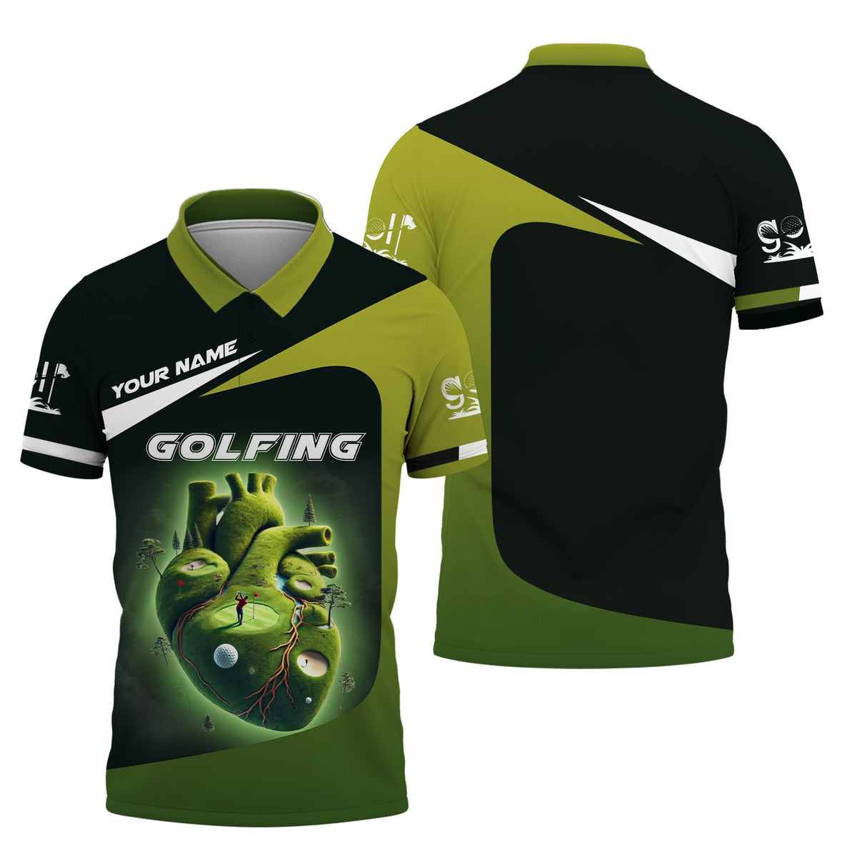 Heart Golf Custom Men's Golf Polo Shirt, Golfing Apparel, Mens Golf Gift