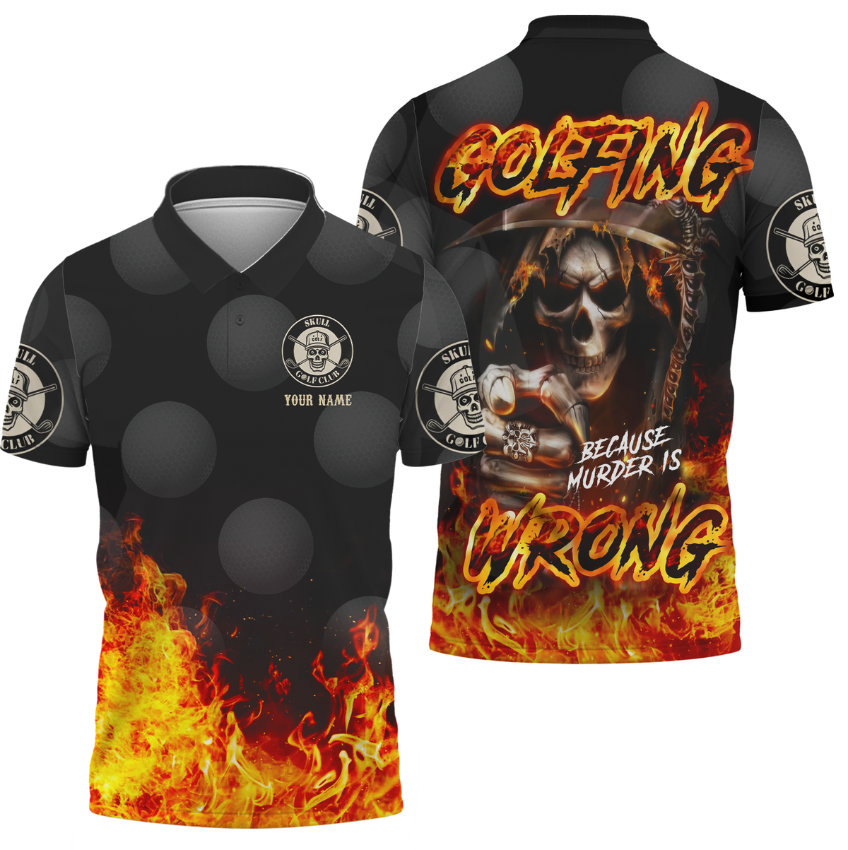 Golfing Wrong Skull Custom Golf Shirt, Gift For Golfers, Golf Gift For Men