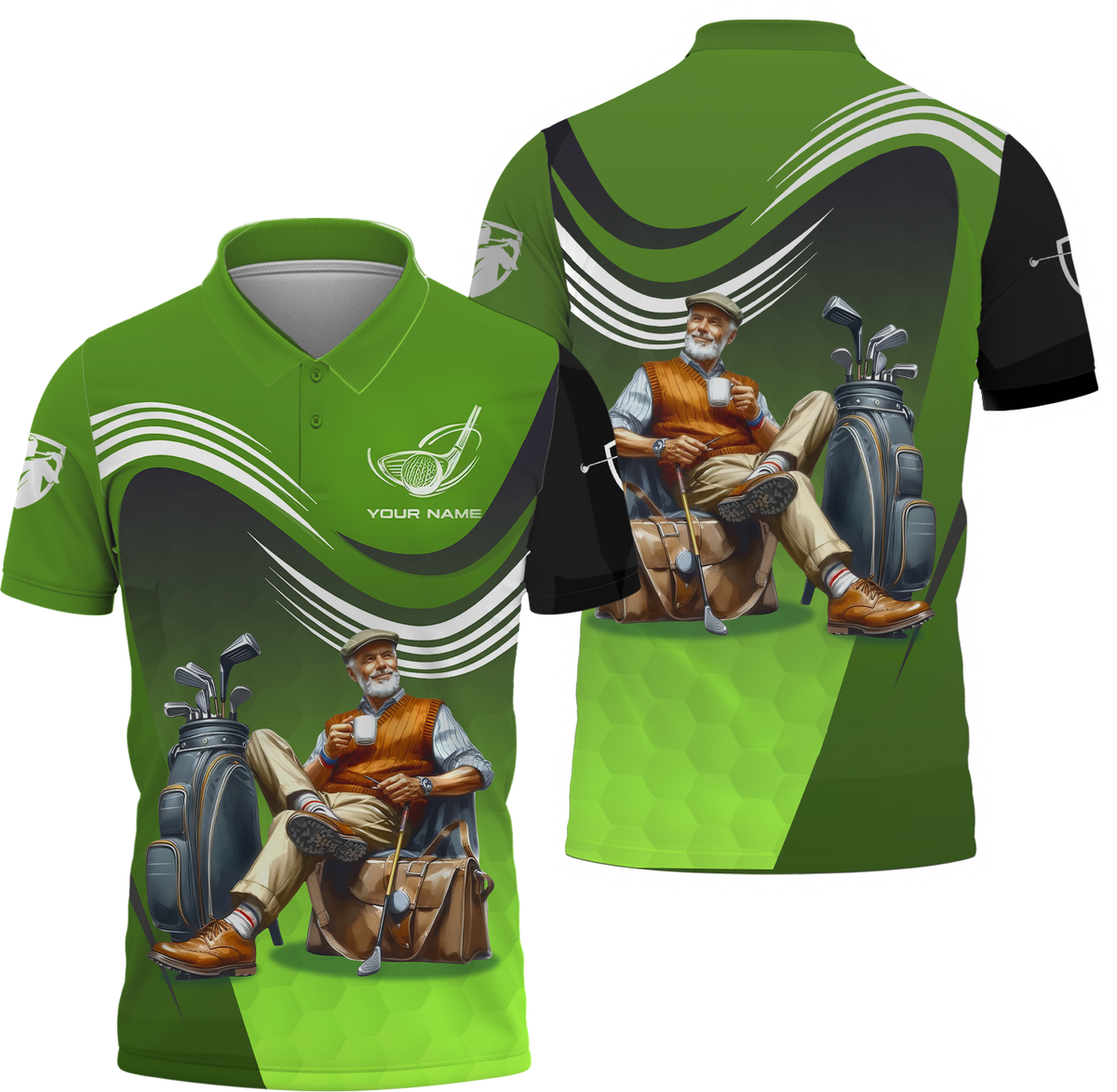Classic Senior Golfer Custom Men's Golf Polo Shirt, Golfing Apparel, Gift For Golfers