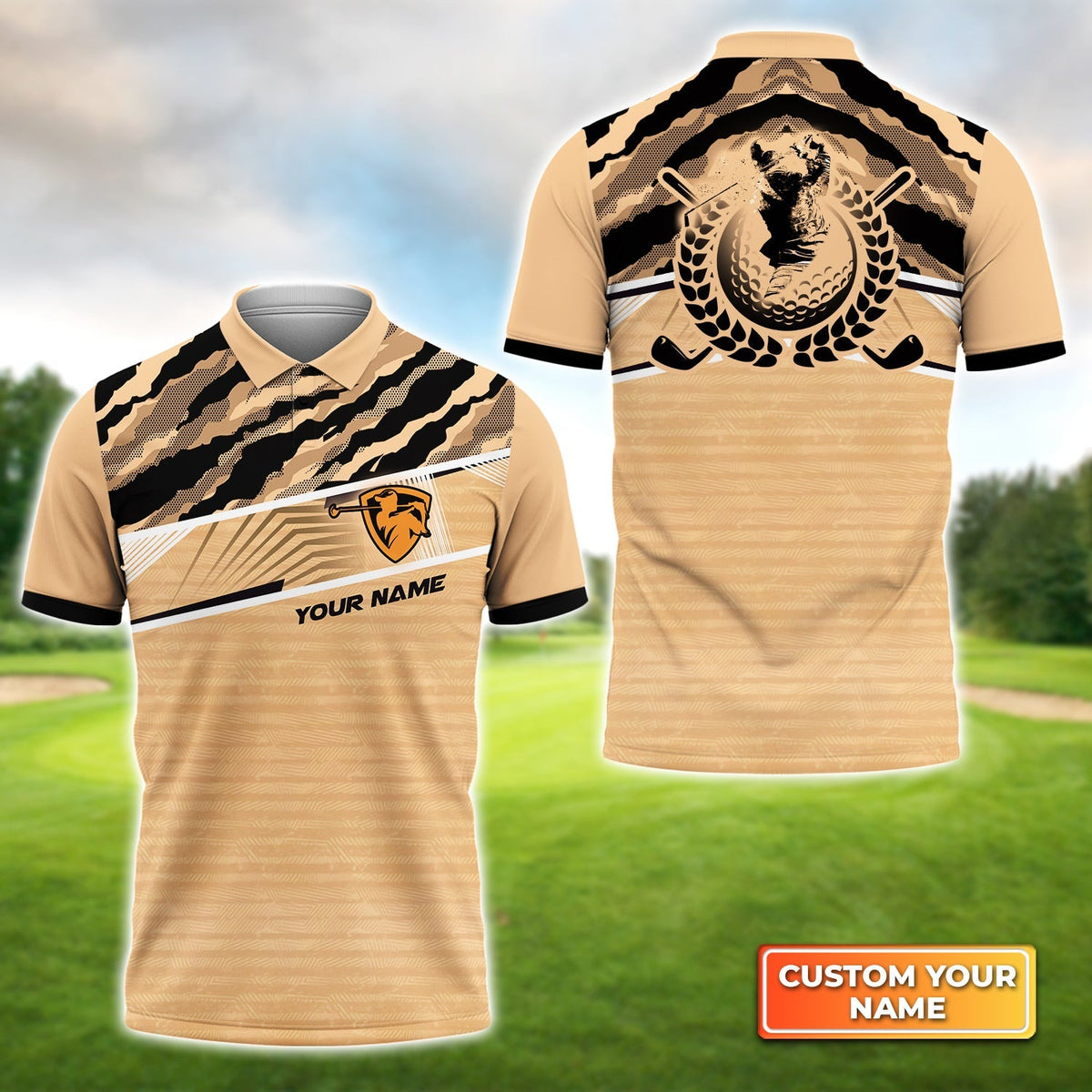 Golfling Lover Design with Camo Pattern Apparel Personalized Name 3D Polo Shirt Gift For Golfers