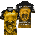 Hello Darkness My Old Fire Skull Golf Polo Shirt, Golf Apparel, Golf Gift For Men