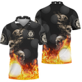 Skull And Fire Custom Golf Polo Shirt, Gift For Golfers, Golf Gift For Men