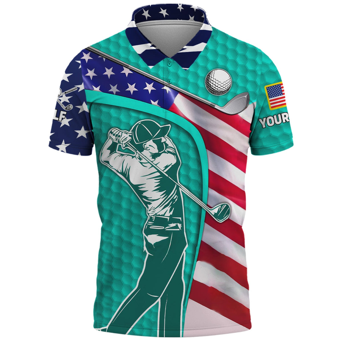 Cyan Custom Men's Golf Polo Shirt, Golfing Apparel, Mens Golf Gift