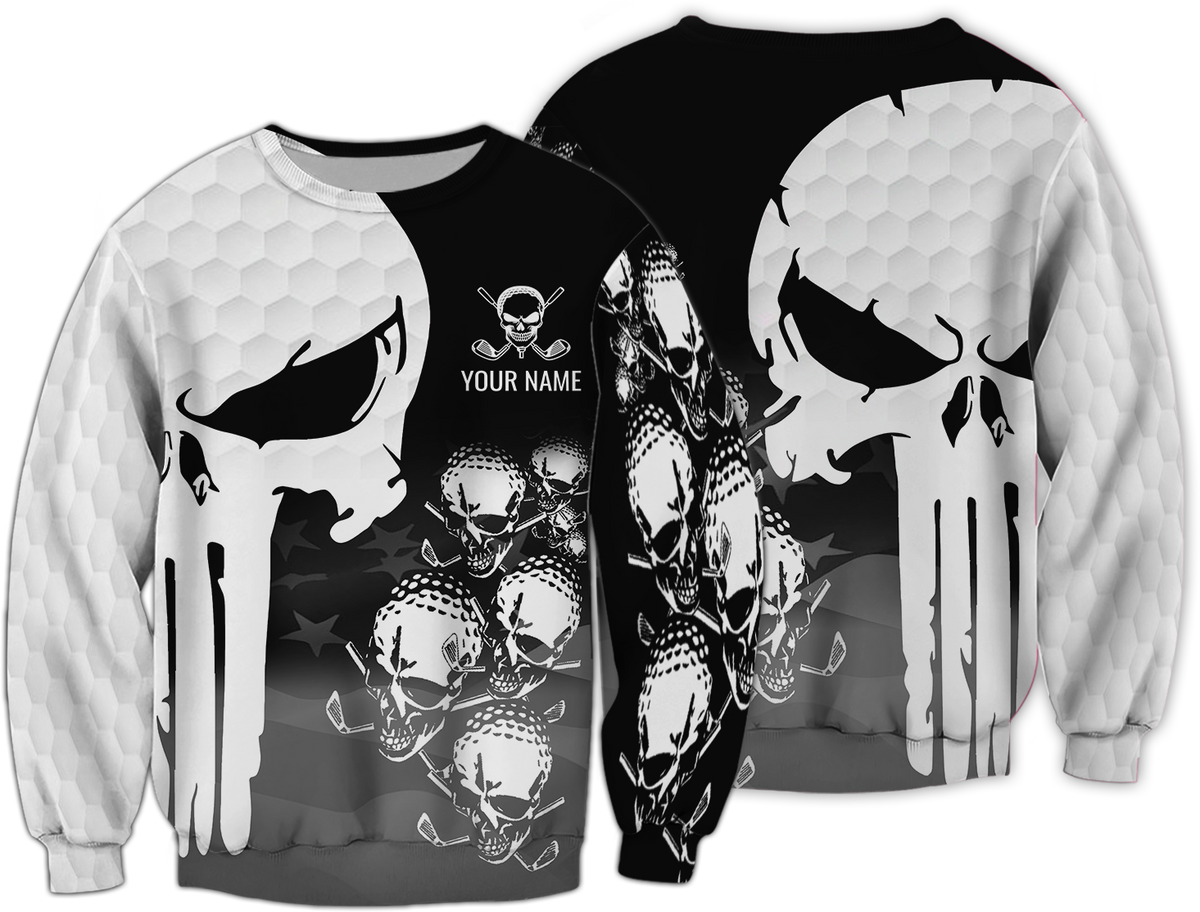 Punisher Skull Golf Polo Shirt, Skull 3D Art Shirt, Golfing Apparel, Gift For Golfers