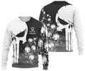 Punisher Skull Golf Polo Shirt, Skull 3D Art Shirt, Golfing Apparel, Gift For Golfers