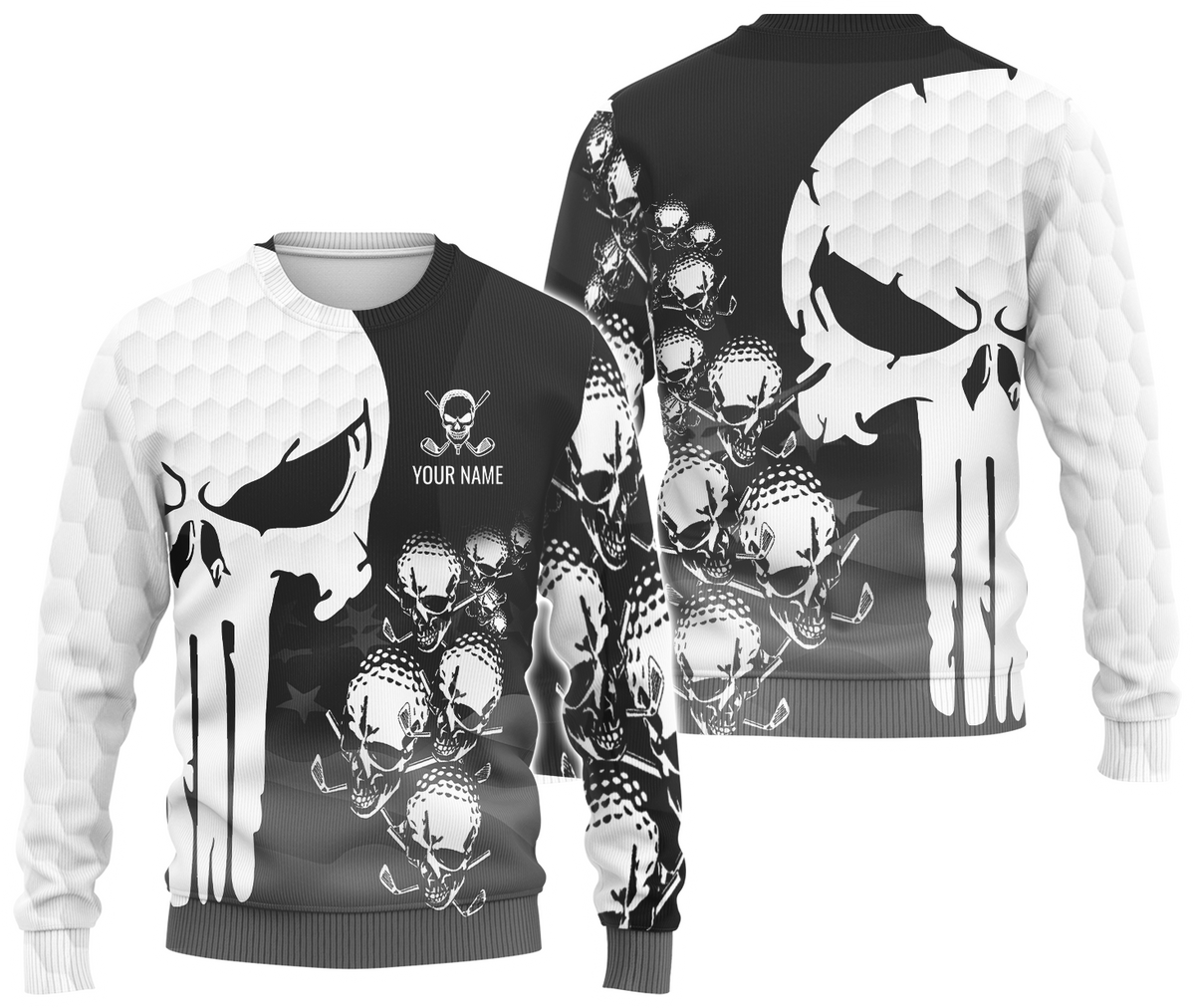 Punisher Skull Golf Polo Shirt, Skull 3D Art Shirt, Golfing Apparel, Gift For Golfers