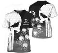 Punisher Skull Golf Polo Shirt, Skull 3D Art Shirt, Golfing Apparel, Gift For Golfers