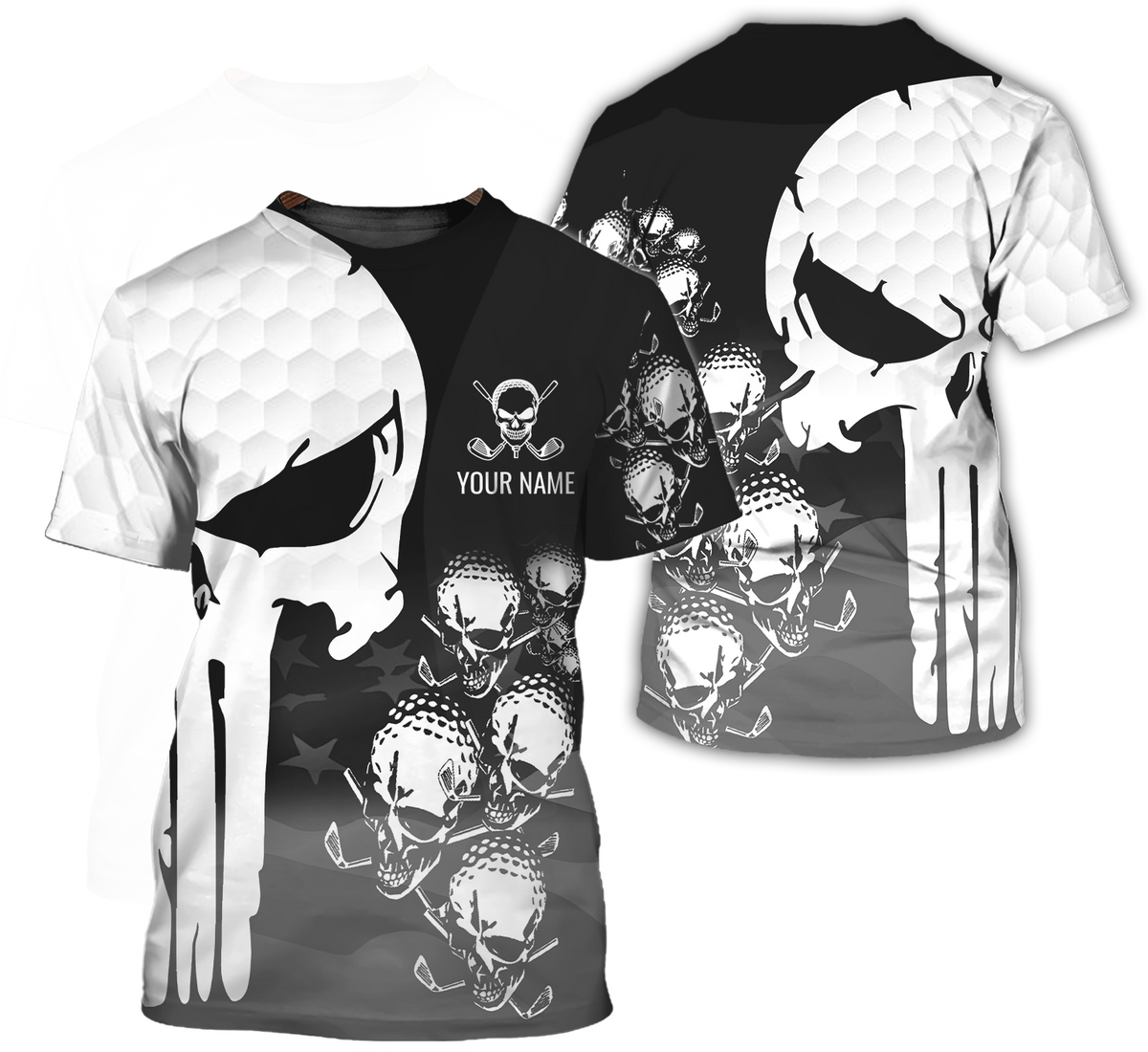 Punisher Skull Golf Polo Shirt, Skull 3D Art Shirt, Golfing Apparel, Gift For Golfers