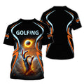 Golf Ball Fire Custom Golfing Men's Golf Polo Shirt, Golfing Apparel, Mens Golf Gift