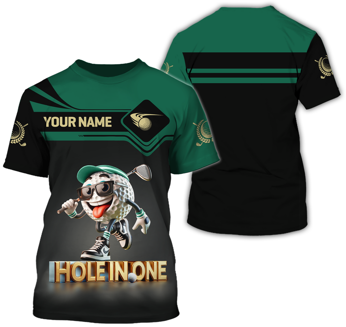 Hole In One Funny Golf Ball, Custom Men's Golf Polo Shirt, Golfing Apparel, Funny Golf Shirt, Gift For Golfers