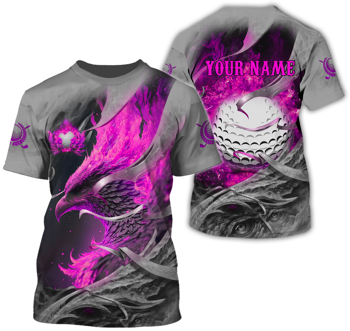 Pink Phoenix Custom Golf Polo Shirt, Golf Apparel, Golf Gift For Men