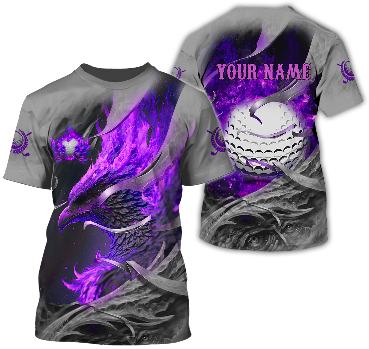 Purple Phoenix Custom Golf Polo Shirt, Golf Apparel, Golf Gift For Men