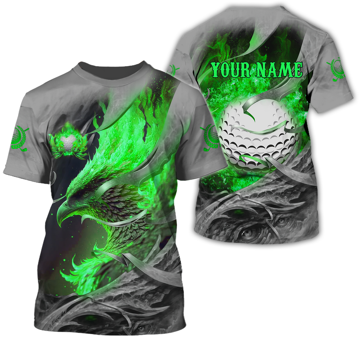 Green Phoenix Custom Golf Polo Shirt, Golf Apparel, Golf Gift For Men