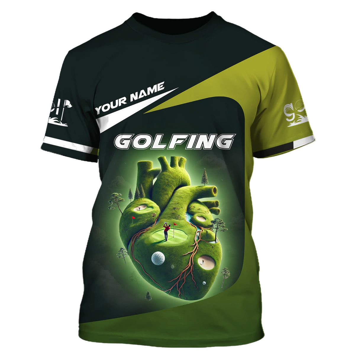 Heart Golf Custom Men's Golf Polo Shirt, Golfing Apparel, Mens Golf Gift