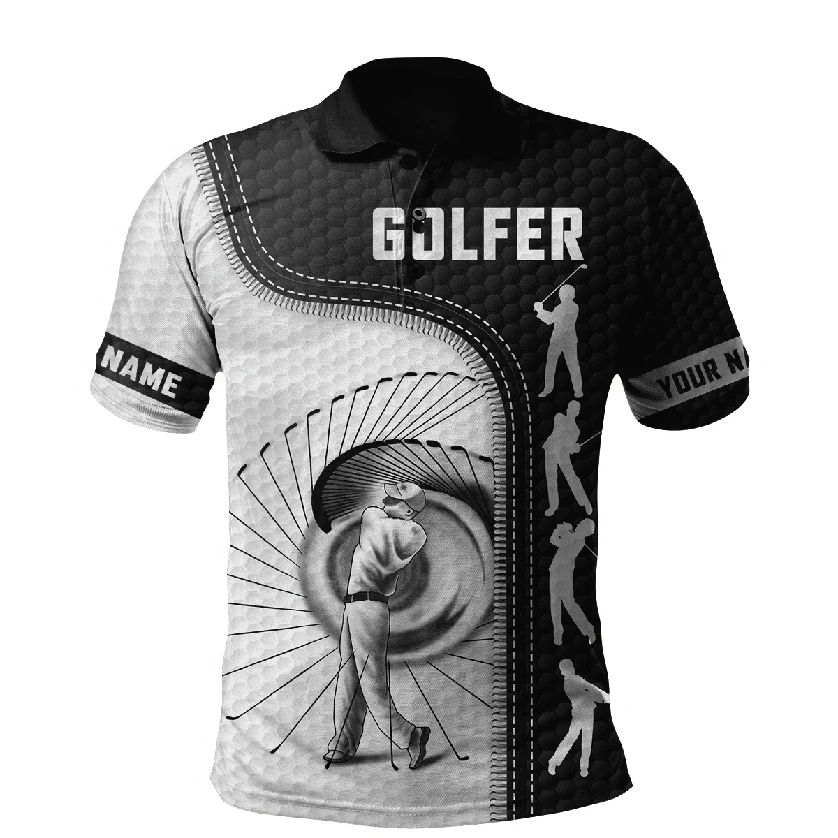 Golfer Swing Custom Name Golf Polo Shirt, Golf Apparel, Golf Gift For Men