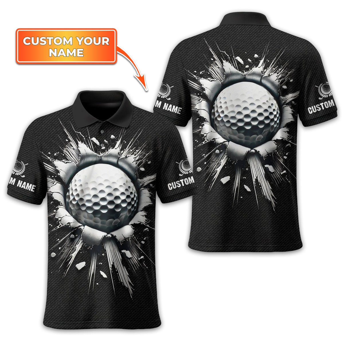Personalized Black Golf Polo Shirt, Golf Shirt, Gift For Golfers