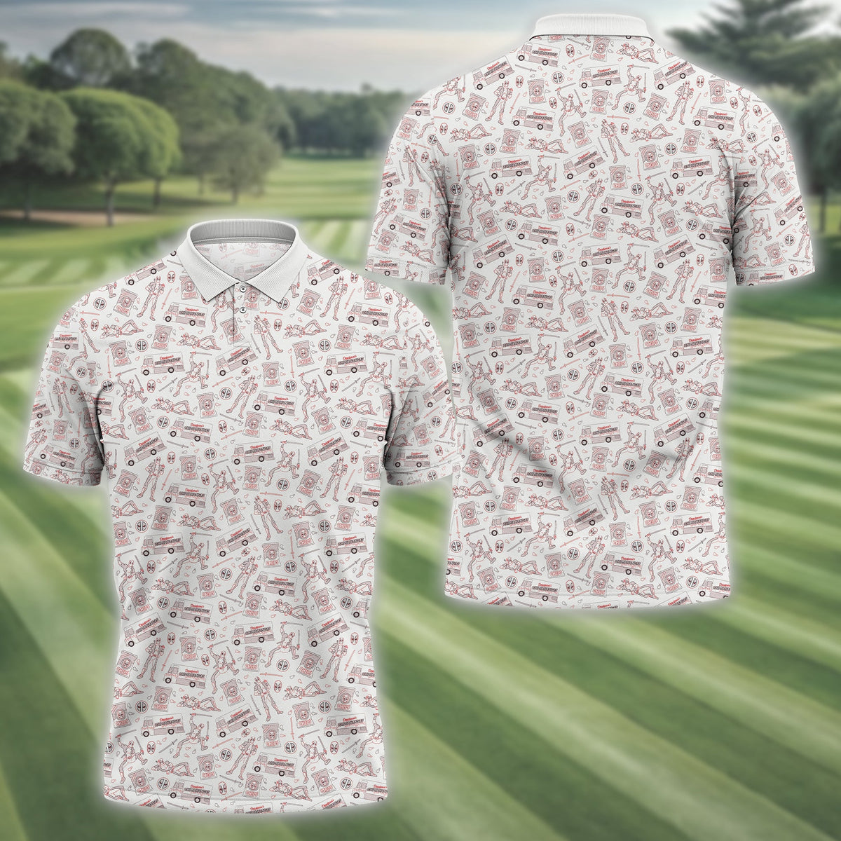 Deadpool Chips and Chimi Men's Golf Polo Shirt, Golfing Apparel, Gift For Golfers